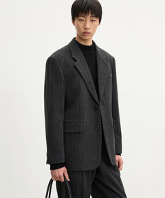 CLEL】Wool Blend Herringbone Tweed Tailored Jacket / ウール
