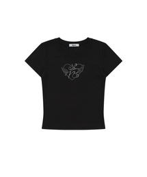 KASHIKO（カシコ）の「Flower Heart Baby Tee Black（Tシャツ/カットソー）」