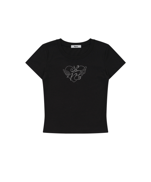 KASHIKO(カシコ)の「Flower Heart Baby Tee Black(Tシャツ/カットソー・レディース・その他・SMALL/MEDIUM)」の1枚目の写真
