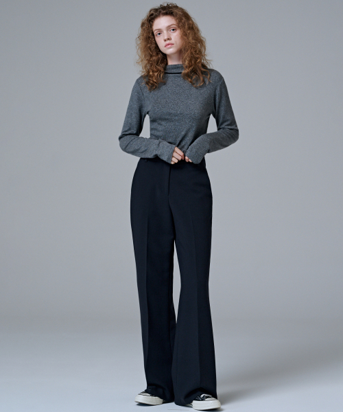 MALOUPE（マロップ）の「5110 ウールブレンド ハーフネックTシャツ (ダークグレー)（Tシャツ/カットソー・レディース・チャコール・FREE）」の6枚目の写真