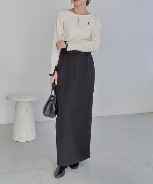 CAPRICIEUX LE'MAGE（カプリシューレマージュ）の「1ポイントバイカラーニット（ニット/セーター・レディース・ベージュ/オフホワイト/グレー・FREE）」の18枚目の写真