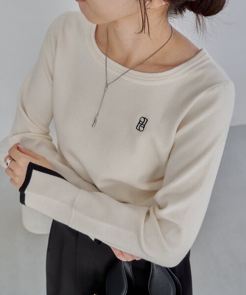 CAPRICIEUX LE'MAGE（カプリシューレマージュ）の「1ポイントバイカラーニット（ニット/セーター・レディース・ベージュ/オフホワイト/グレー・FREE）」の20枚目の写真