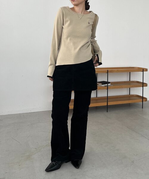 CAPRICIEUX LE'MAGE（カプリシューレマージュ）の「1ポイントバイカラーニット（ニット/セーター・レディース・ベージュ/オフホワイト/グレー・FREE）」の7枚目の写真