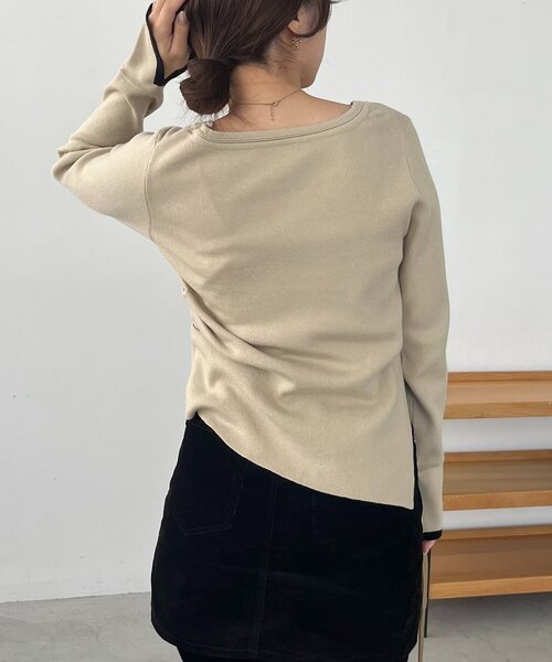 CAPRICIEUX LE'MAGE（カプリシューレマージュ）の「1ポイントバイカラーニット（ニット/セーター・レディース・ベージュ/オフホワイト/グレー・FREE）」の11枚目の写真