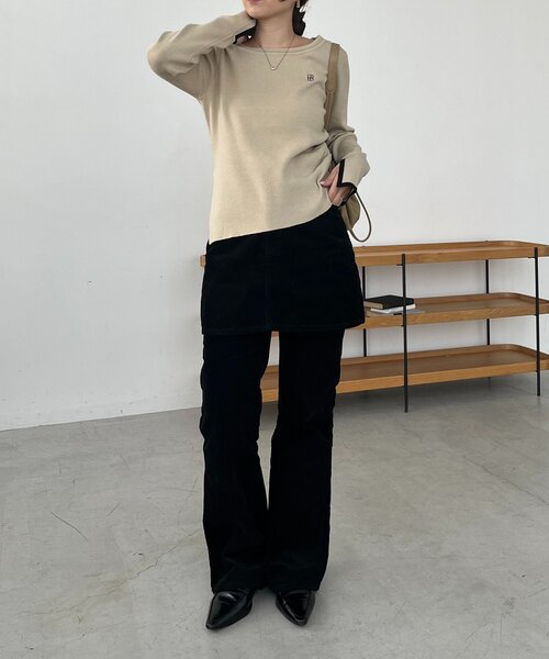 CAPRICIEUX LE'MAGE（カプリシューレマージュ）の「1ポイントバイカラーニット（ニット/セーター・レディース・ベージュ/オフホワイト/グレー・FREE）」の13枚目の写真