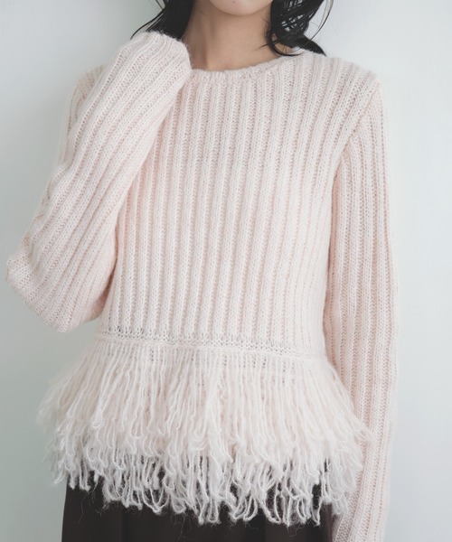 フリンジペプラムニット（ニット/セーター）｜LIAN（リアン）の