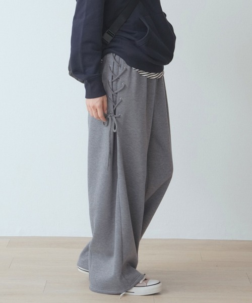 laulea(ラウレア)の「裏起毛 サイドレースアップ スェット ワイドレッグ(スウェットパンツ・レディース・ダークグレー/ブラック/グレー・S/M)」の18枚目の写真