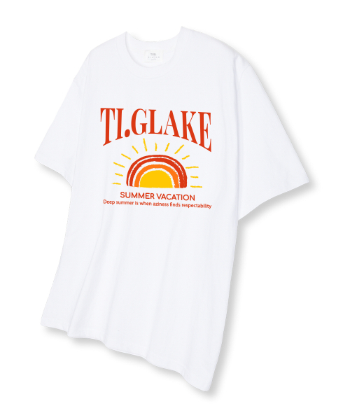 TI.GLAKE(ティーグレイク)の「ベイケーションサン オーバーサイズ 半袖Tシャツ ホワイト(Tシャツ/カットソー・レディース・その他・LARGE/X-LARGE/XX-LARGE)」の1枚目の写真