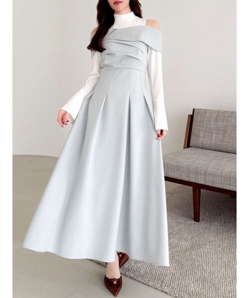 dazzlin（ダズリン）の「ビスチェオープンレイヤードワンピース（ワンピース・レディース・チャコールグレー/ブルー/その他1・SMALL/MEDIUM）」の3枚目の写真