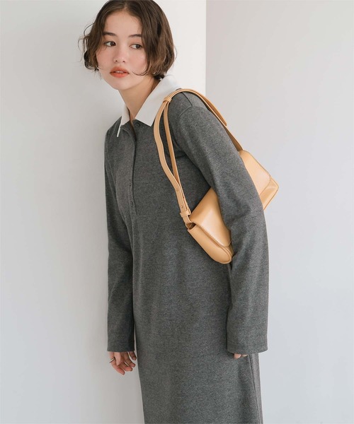 titivate(ティティベイト)の「ポロシャツリブワンピース(ワンピース・レディース・チャコール/ダークブラウン/ブラック・L/M/S)」の12枚目の写真