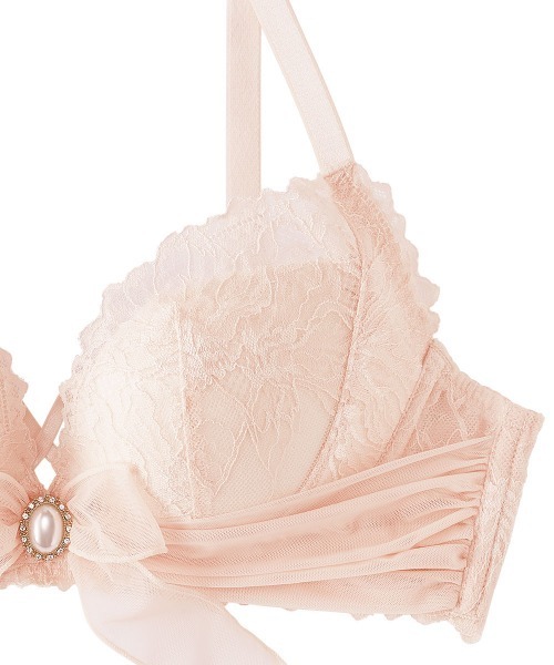 aimerfeel（エメフィール）の「パールリボン 盛れる ノンワイヤー 単品ブラジャー（ブラジャー・レディース・ピンク/オフホワイト・B65/C65/D65/E65/B70/C70/D70/E70/B75/C75/D75/E75）」の8枚目の写真