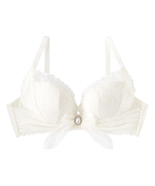 aimerfeel（エメフィール）の「パールリボン 盛れる ノンワイヤー 単品ブラジャー（ブラジャー・レディース・ピンク/オフホワイト・B65/C65/D65/E65/B70/C70/D70/E70/B75/C75/D75/E75）」の10枚目の写真