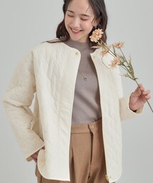 SHOO・LA・RUE | 【洗濯機可/S-LL/撥水】大人が着たい ノーカラー キルトジャケット(ノーカラージャケット)