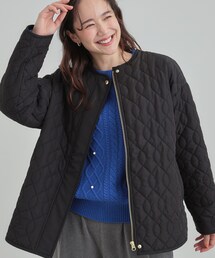 SHOO・LA・RUE | 【洗濯機可/S-LL/撥水】大人が着たい ノーカラー キルトジャケット(ノーカラージャケット)