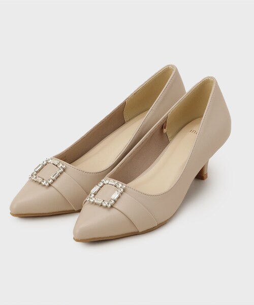 index(インデックス)の「ビジューデザインポインテッドパンプス(パンプス・レディース・ナチュラル/ブラック・03/02/01)」の2枚目の写真