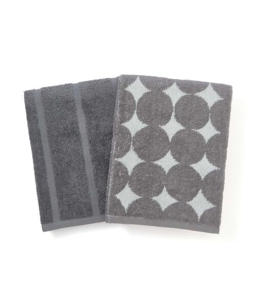 ヴァレセットバスタオル ドット グレー 2枚セット 新生活 引っ越し 60