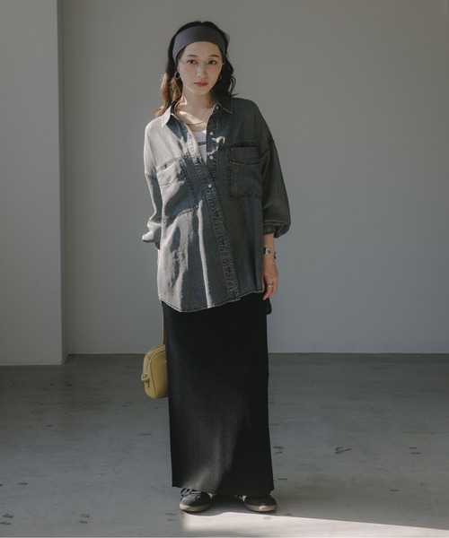 210nouve（トゥージュヌーブ）の「テンセル デニム オーバーサイズ シャツ（シャツ/ブラウス・レディース・ブルー/ブラック・FREE）」の15枚目の写真