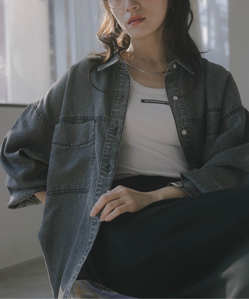 210nouve（トゥージュヌーブ）の「テンセル デニム オーバーサイズ シャツ（シャツ/ブラウス・レディース・ブルー/ブラック・FREE）」の10枚目の写真