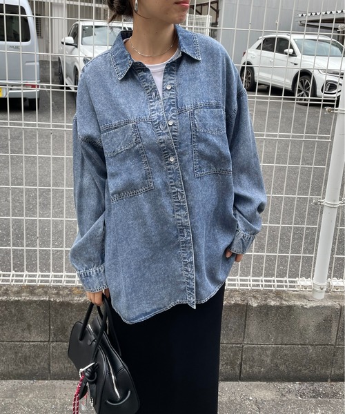 210nouve（トゥージュヌーブ）の「テンセル デニム オーバーサイズ シャツ（シャツ/ブラウス・レディース・ブラック/ブルー・FREE）」の8枚目の写真