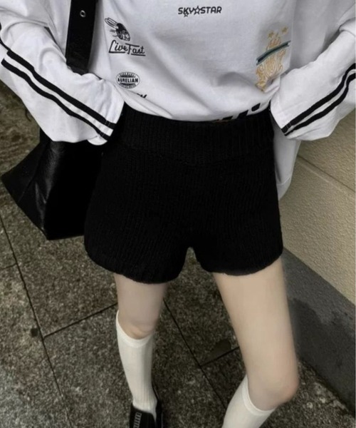 WEGO(ウィゴー)の「WEGO/ハイゲージニットショートパンツ(その他パンツ・レディース・ブラック/グレー/ダークグレー/ブラウン・FREE)」の12枚目の写真