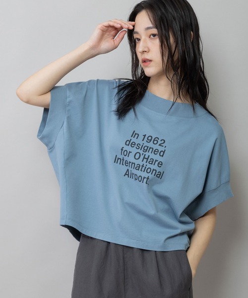 Munich（ミューニック）の「コットンジャージロゴプリントTシャツ（Tシャツ/カットソー・レディース・ホワイト/ブルーグレー/チャコールグレー・FREE）」の3枚目の写真