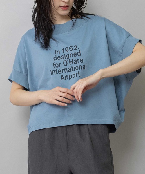 Munich（ミューニック）の「コットンジャージロゴプリントTシャツ（Tシャツ/カットソー・レディース・ホワイト/ブルーグレー/チャコールグレー・FREE）」の4枚目の写真