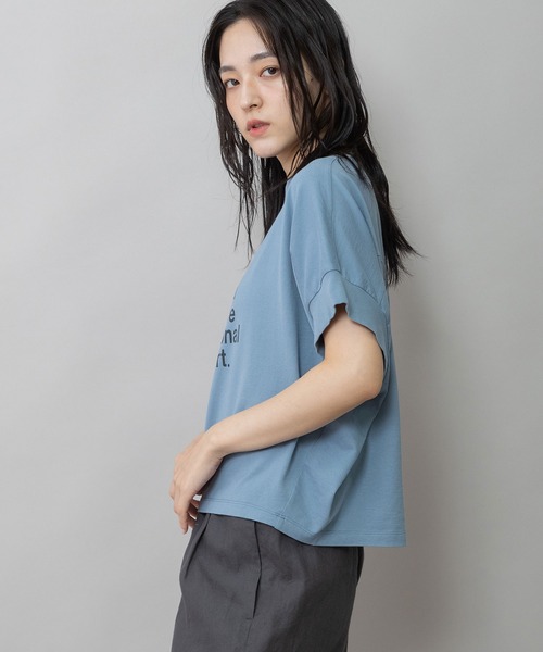 Munich（ミューニック）の「コットンジャージロゴプリントTシャツ（Tシャツ/カットソー・レディース・ホワイト/ブルーグレー/チャコールグレー・FREE）」の5枚目の写真