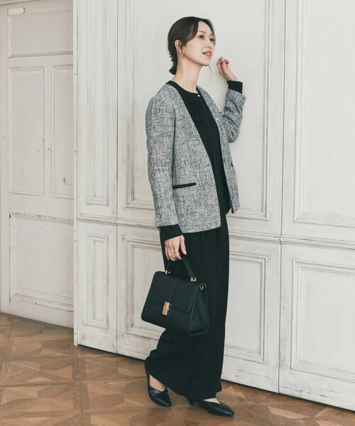 URBAN RESEARCH DOORS(アーバンリサーチドアーズ)の「ツィードVネックロングジャケット(スーツジャケット・レディース・ネイビー/ブラック系その他・FREE)」の8枚目の写真