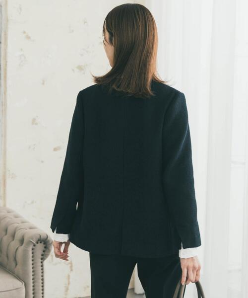 URBAN RESEARCH DOORS(アーバンリサーチドアーズ)の「ツィードVネックロングジャケット(スーツジャケット・レディース・ネイビー/ブラック系その他・FREE)」の15枚目の写真