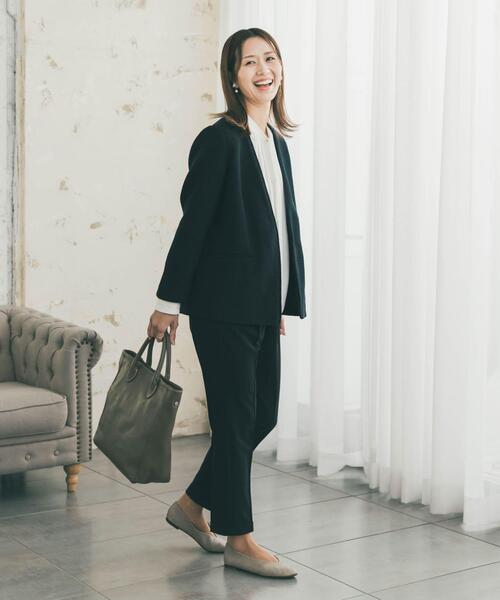 URBAN RESEARCH DOORS(アーバンリサーチドアーズ)の「ツィードVネックロングジャケット(スーツジャケット・レディース・ネイビー/ブラック系その他・FREE)」の18枚目の写真