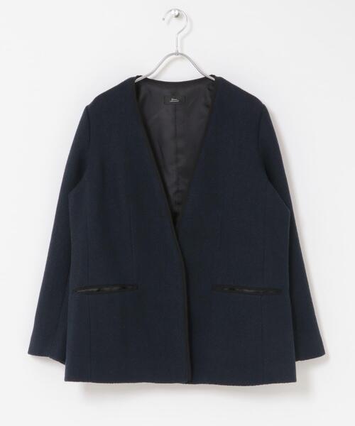 URBAN RESEARCH DOORS(アーバンリサーチドアーズ)の「ツィードVネックロングジャケット(スーツジャケット・レディース・ネイビー/ブラック系その他・FREE)」の19枚目の写真