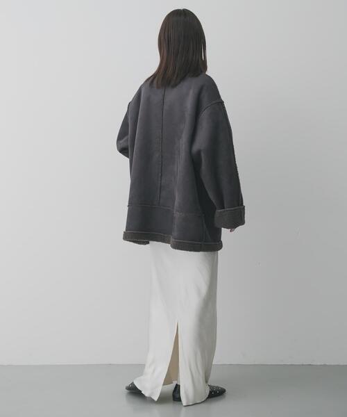 SENSE OF PLACE by URBAN RESEARCH（センスオブプレイスバイアーバンリサーチ）の「フェイクムートンスタンドジャケット（ムートンコート・レディース・ブラウン/アイボリー/チャコールグレー・ONE）」の14枚目の写真