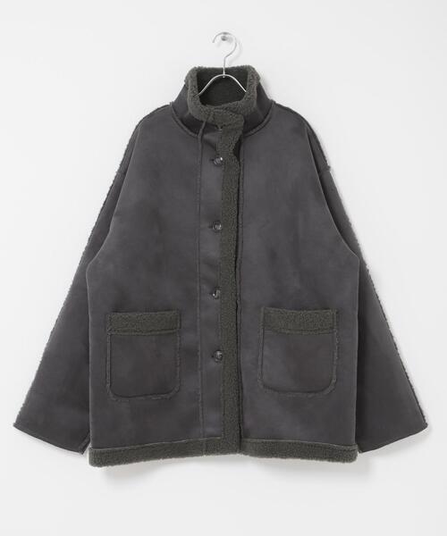 SENSE OF PLACE by URBAN RESEARCH（センスオブプレイスバイアーバンリサーチ）の「フェイクムートンスタンドジャケット（ムートンコート・レディース・ブラウン/アイボリー/チャコールグレー・ONE）」の15枚目の写真