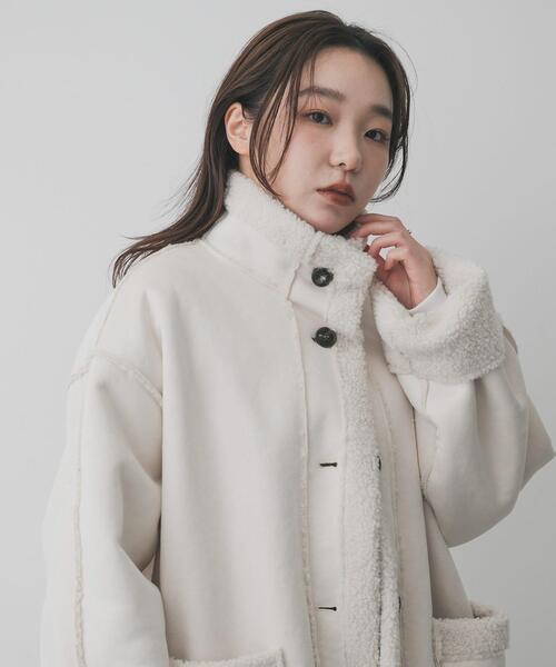 SENSE OF PLACE by URBAN RESEARCH（センスオブプレイスバイアーバンリサーチ）の「フェイクムートンスタンドジャケット（ムートンコート・レディース・ブラウン/アイボリー/チャコールグレー・ONE）」の22枚目の写真