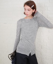 【SOLWEIGE】スーパーキッドモヘアウール混 ヘンリーネック レイヤード風 スリムフィットニット