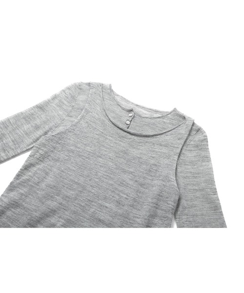 SOLWEIGE（ソルヴェイグ）の「【SOLWEIGE】スーパーキッドモヘアウール混 ヘンリーネック レイヤード風 スリムフィットニット（Tシャツ/カットソー・レディース・グレー・M/S/L）」の9枚目の写真