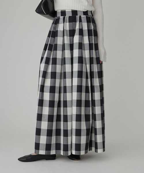BABYLONE(バビロン)の「チェックシャンタンスカート(スカート・レディース・ブラック・34inch/36inch)」の2枚目の写真