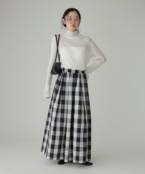 BABYLONE(バビロン)の「チェックシャンタンスカート(スカート・レディース・ブラック・34inch/36inch)」の5枚目の写真