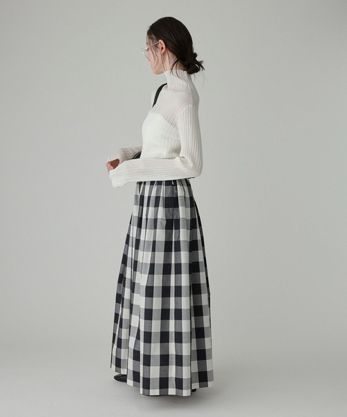 BABYLONE(バビロン)の「チェックシャンタンスカート(スカート・レディース・ブラック・34inch/36inch)」の6枚目の写真