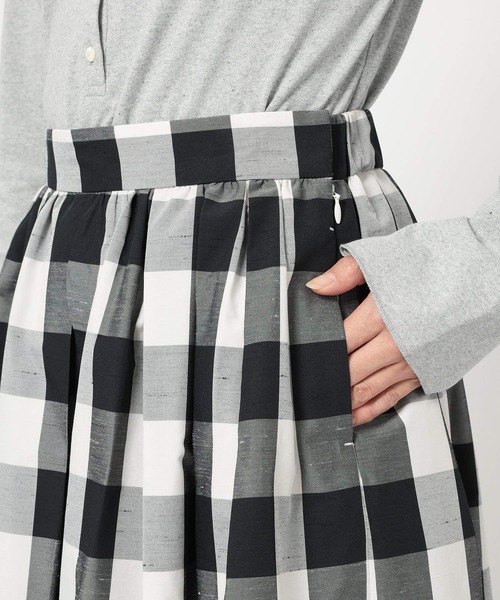 BABYLONE(バビロン)の「チェックシャンタンスカート(スカート・レディース・ブラック・34inch/36inch)」の14枚目の写真