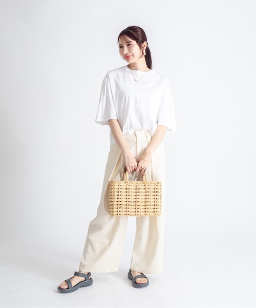 The Bagmati(ザバグマティ)の「【The Bagmati/ザバグマティ】レザーハンドル スクエア かごバッグ(かごバッグ・レディース・ベージュ×ブラック/ナチュラル・FREE)」の5枚目の写真