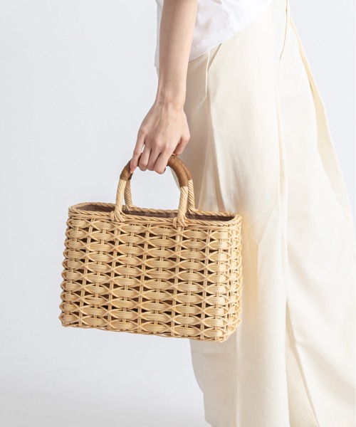 The Bagmati(ザバグマティ)の「【The Bagmati/ザバグマティ】レザーハンドル スクエア かごバッグ(かごバッグ・レディース・ベージュ×ブラック/ナチュラル・FREE)」の3枚目の写真
