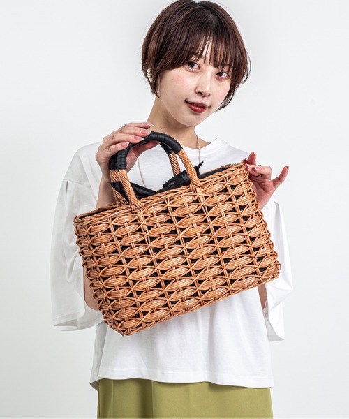The Bagmati(ザバグマティ)の「【The Bagmati/ザバグマティ】レザーハンドル スクエア かごバッグ(かごバッグ・レディース・ベージュ×ブラック/ナチュラル・FREE)」の16枚目の写真