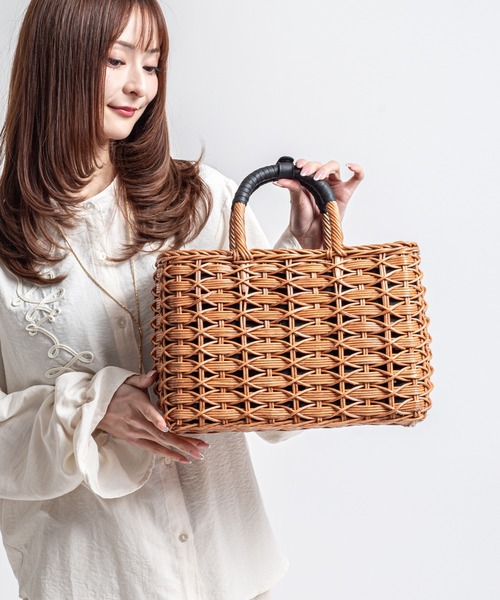 セール】【The Bagmati/ザバグマティ】レザーハンドル スクエア かご