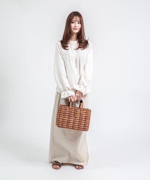 The Bagmati(ザバグマティ)の「【The Bagmati/ザバグマティ】レザーハンドル スクエア かごバッグ(かごバッグ・レディース・ベージュ×ブラック/ナチュラル・FREE)」の14枚目の写真
