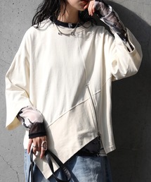 綿100 アシンメトリー 斜めヘム Tシャツ