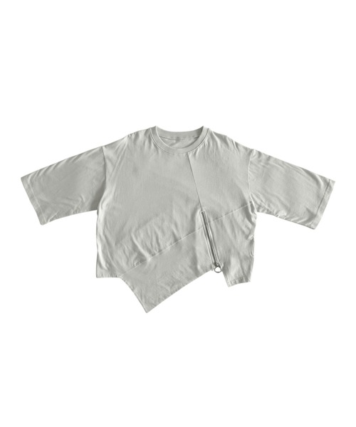 antiqua(アンティカ)の「綿100 アシンメトリー 斜めヘム Tシャツ(Tシャツ/カットソー・レディース・ホワイト/ブラック・ONESIZE)」の11枚目の写真
