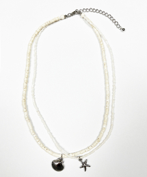 SK8ER ROCK | Starfish Shell Double Chain Necklace (ivory)(ネックレス)