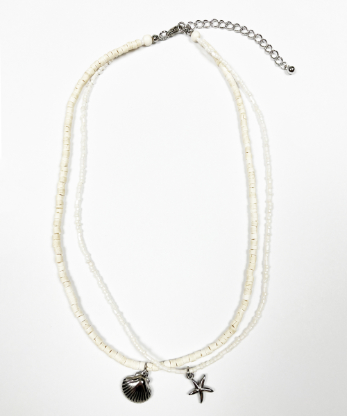 SK8ER ROCK(スケーターロック)の「Starfish Shell Double Chain Necklace (ivory)(ネックレス・レディース・その他・FREE)」の1枚目の写真