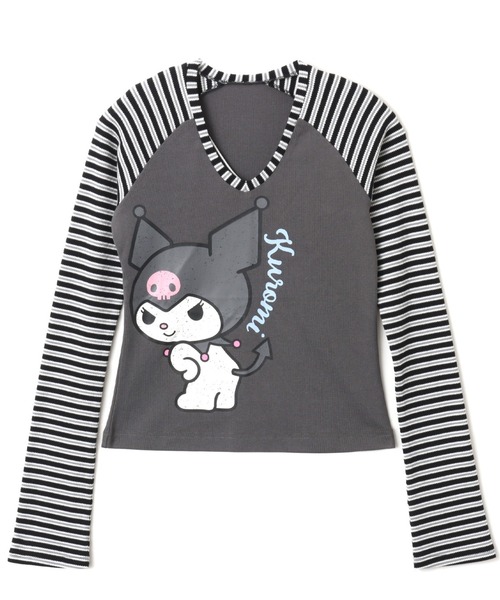 Kuromi(クロミ)の「atmos pink x KUROMI Print LS T-shirt / アトモスピンク クロミ プリント ロングスリーブ T-シャツ 【SP】(Tシャツ/カットソー・レディース・ブラック・FREE)」の1枚目の写真